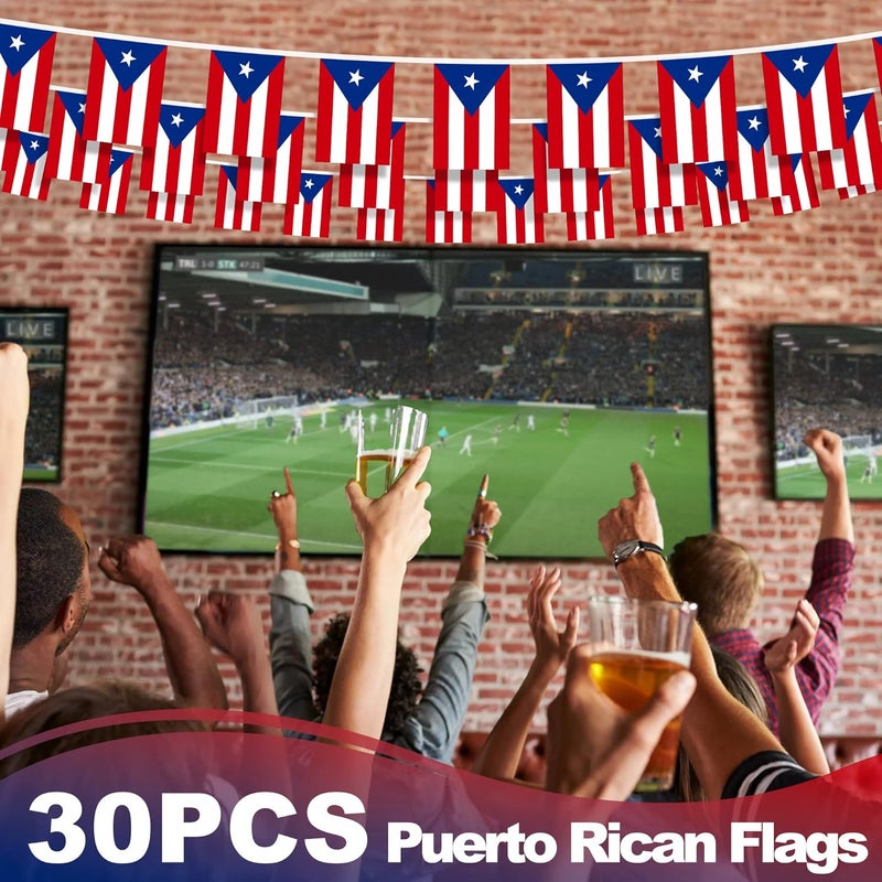 MVPRING Puerto Rico String Flag Pennant Banner, Small Mini Puerto Rican Flags Bunting Banner, 12th of June National Day Country Decoration for School, Party, Sports Events, Patriotic Festival, 33 Feet 30 - Image 5